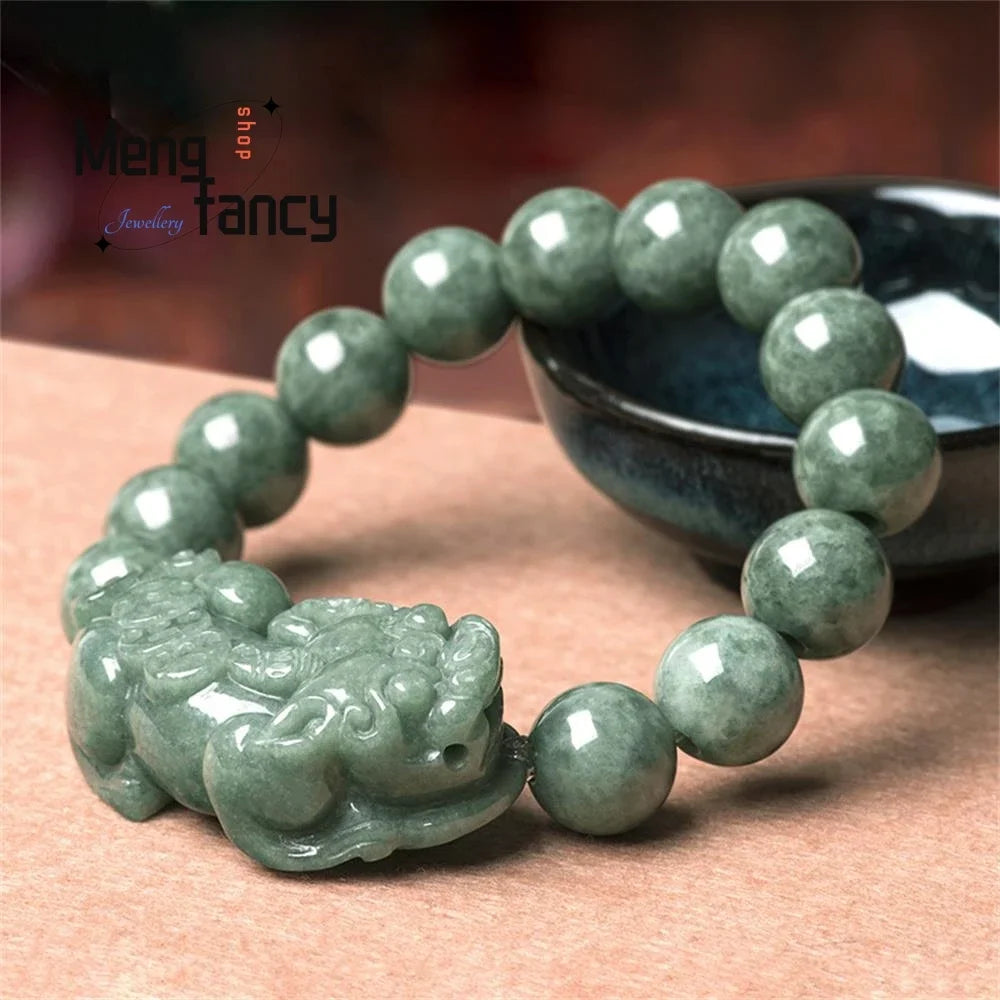 Natural A-goods Jadeite Money Fortune Pixiu Bracelet Retro Simple Exquisite Best Selling Mascots Fashion Jewelry Holiday Gift