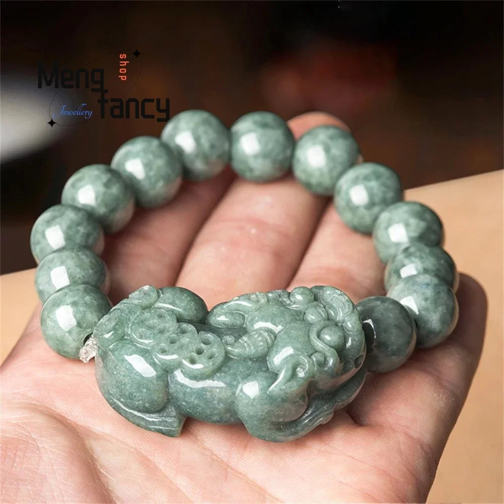 Natural A-goods Jadeite Money Fortune Pixiu Bracelet Retro Simple Exquisite Best Selling Mascots Fashion Jewelry Holiday Gift
