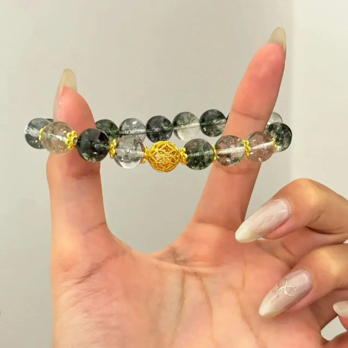 Green Ghost Crystal Bracelet Hydrangea Hand String Quartzite Natural Stone Women's Ins Simple Light Luxury Niche Design Gentle