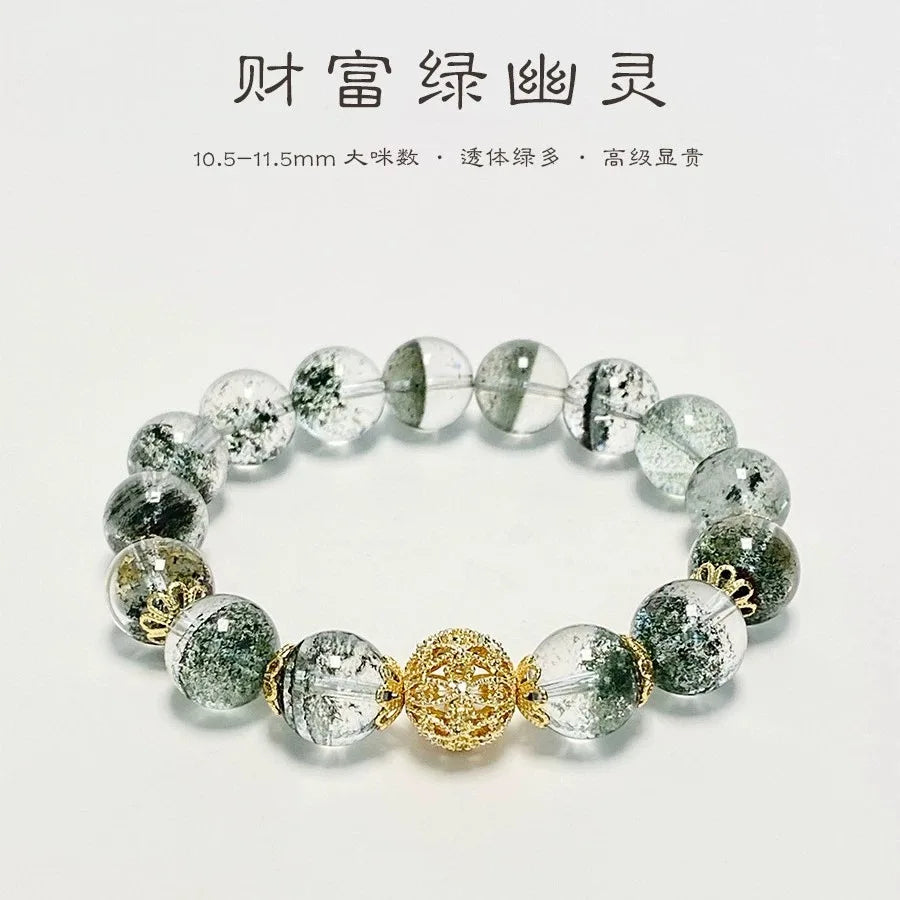 Green Ghost Crystal Bracelet Hydrangea Hand String Quartzite Natural Stone Women's Ins Simple Light Luxury Niche Design Gentle