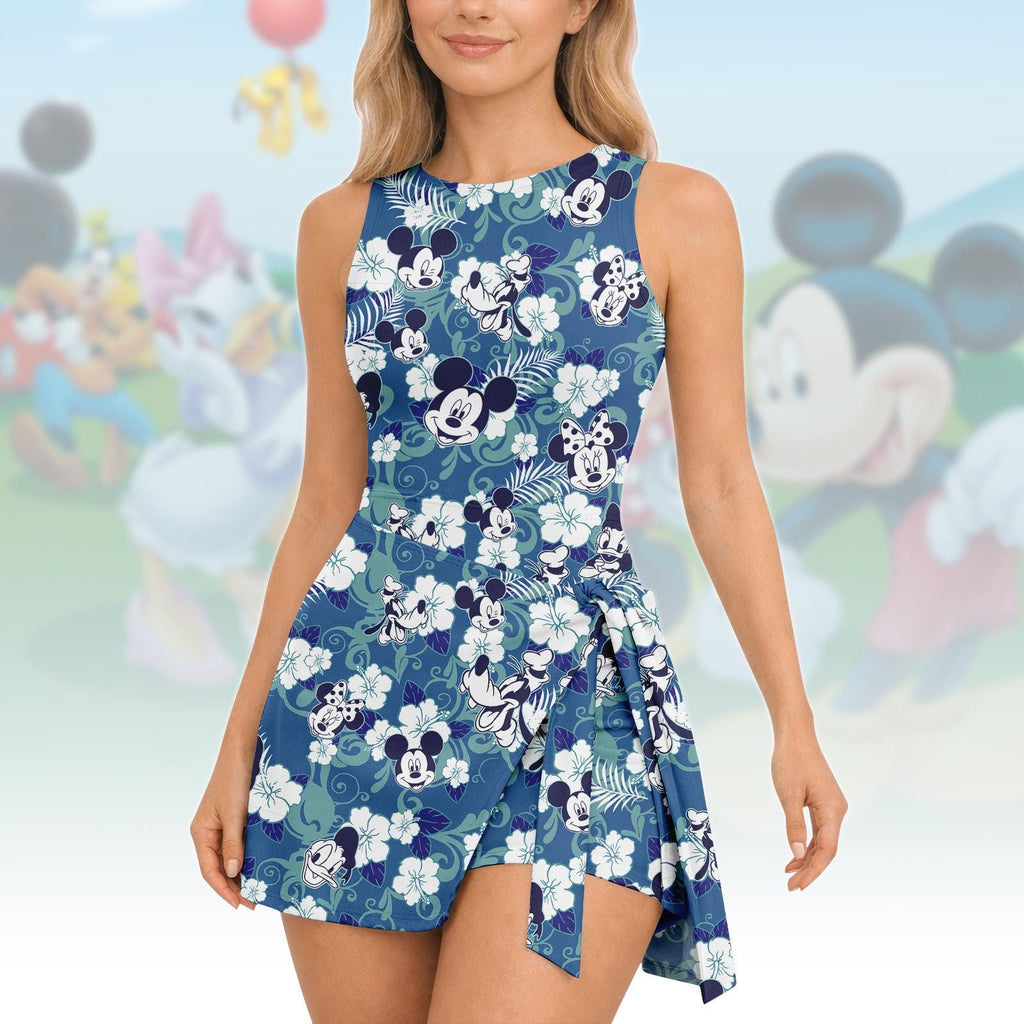 Disney Mickey And Friends Floral Tennis Dress Skirt, Mickey Flowers Women Dress, Disney World Summer Dress, Magic Kingdom, Gift For Her