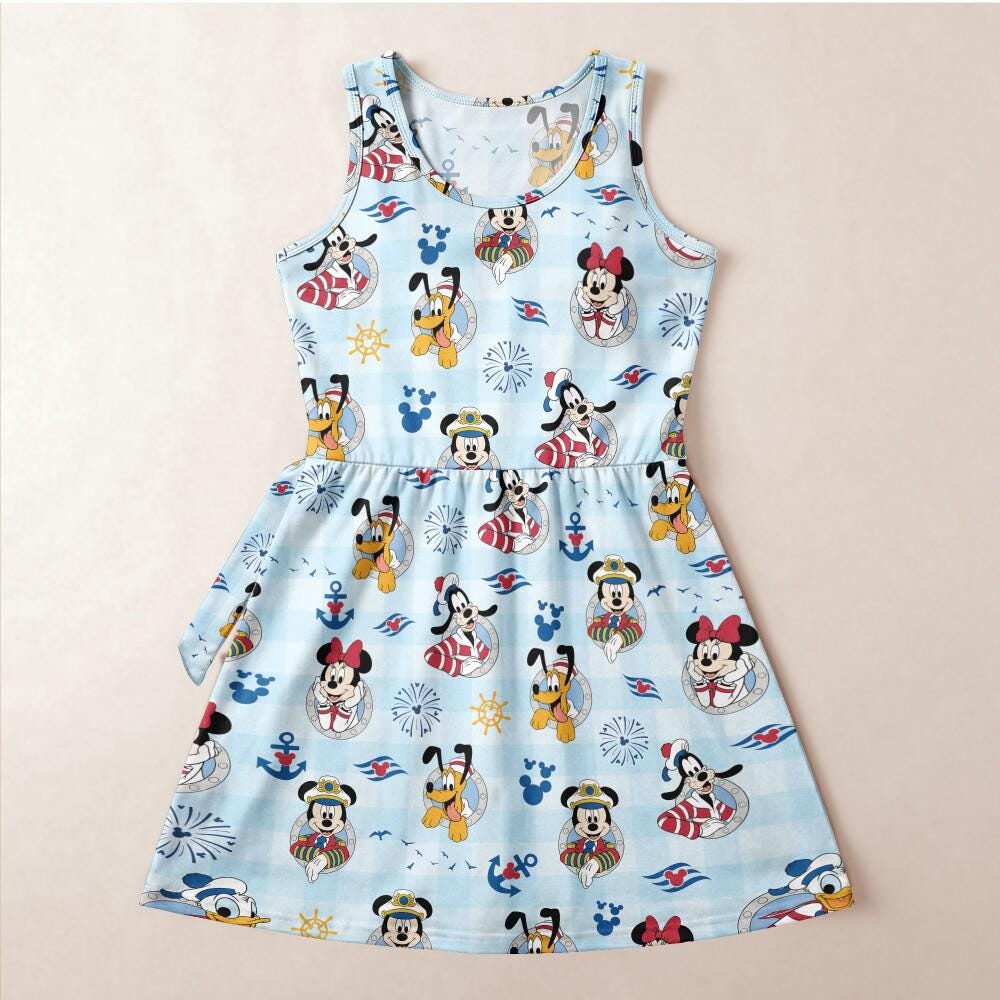 Blue Plaid Sailor Tennis Dress, Mickey Mouse Disney Cruise Skort, Nautical Castaway Cay Outfit, Wish Vacation Wear Running