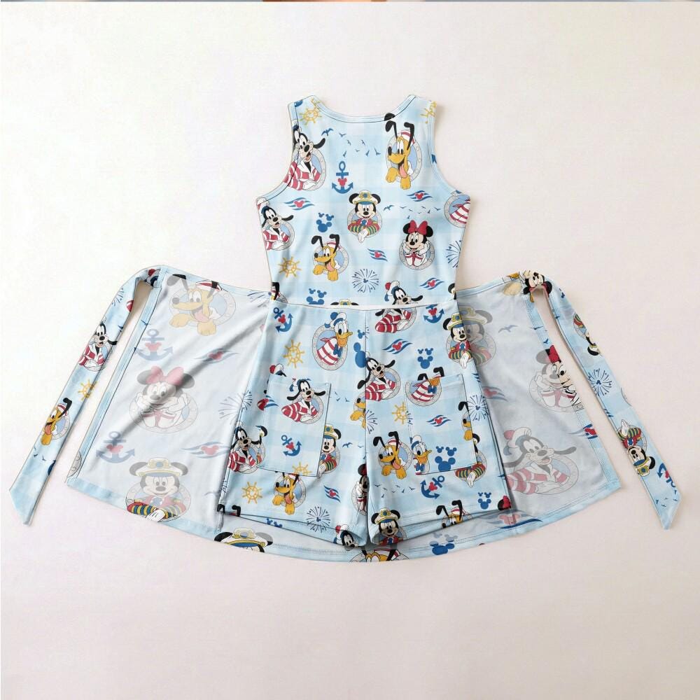 Blue Plaid Sailor Tennis Dress, Mickey Mouse Disney Cruise Skort, Nautical Castaway Cay Outfit, Wish Vacation Wear Running