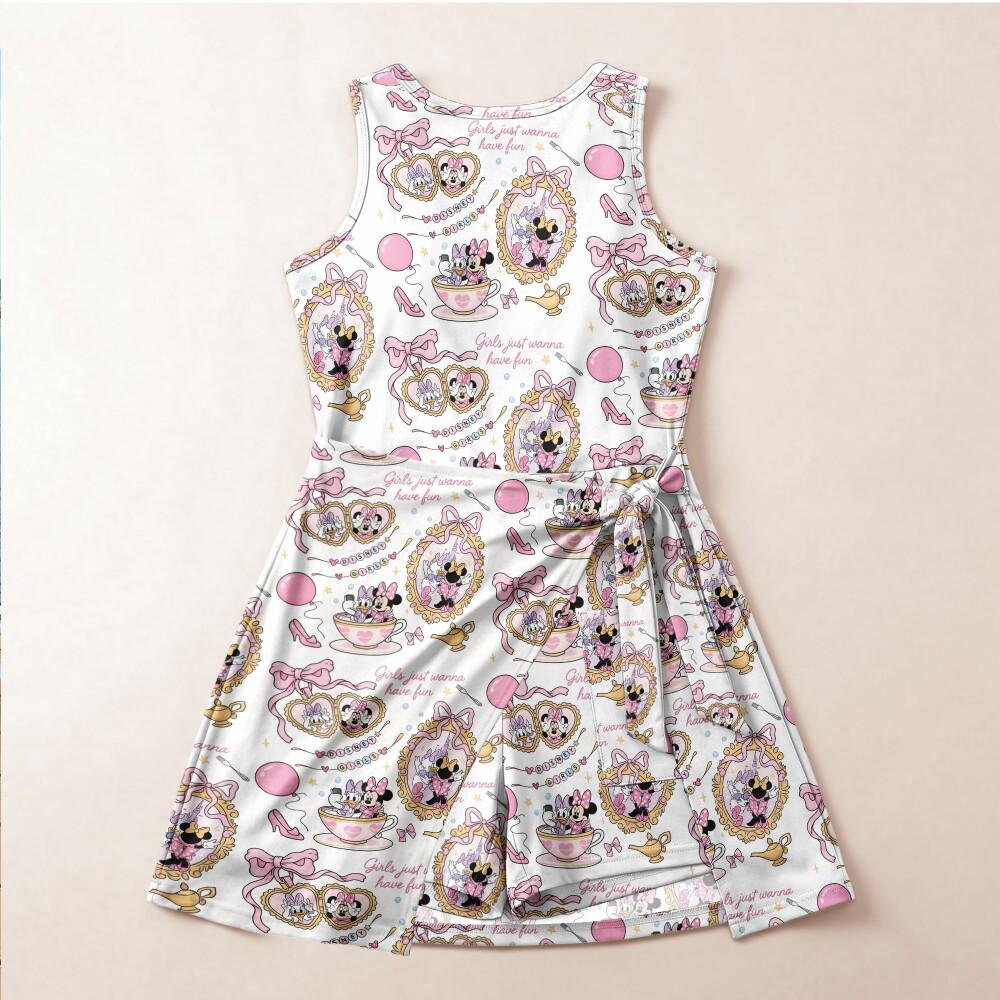 Whimsical Minnie Daisy Ride Tennis Dress, Tea Cups Carousel Design Skort Outfit, Magic Kingdom Summer Vacation Mothers Day Birthday Gear