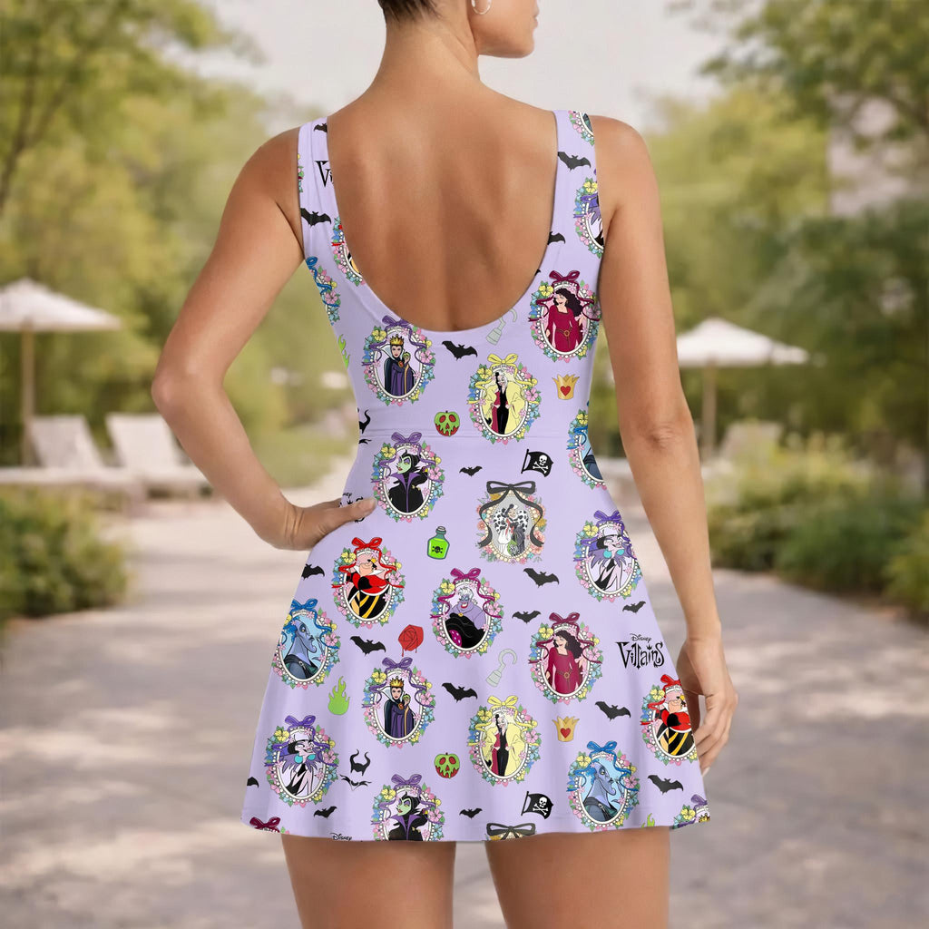 Villains Tennis Dress, Evil Queen Maleficent Ursula Inspired Dress, Gothic Athletic Dress, Villains Skater Dress