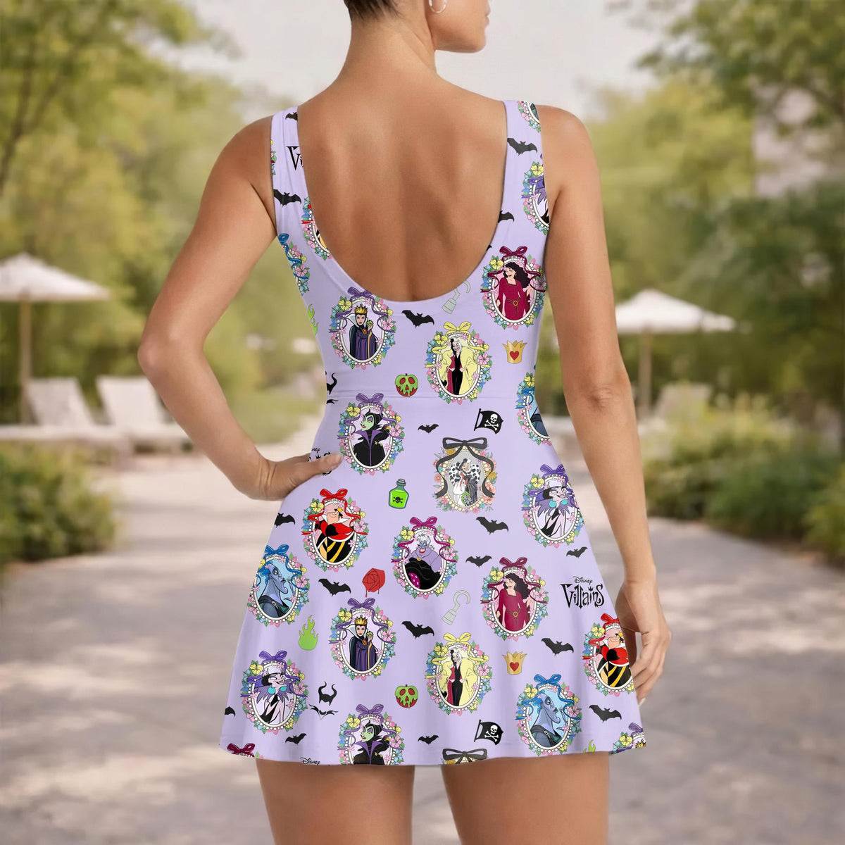 Villains Tennis Dress, Evil Queen Maleficent Ursula Inspired Dress, Gothic Athletic Dress, Villains Skater Dress
