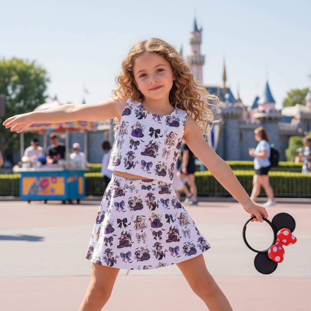 Disney Villains Activewear Set, Maleficent Ursula Cruella Dress, Girl Disneyland Skirt Set