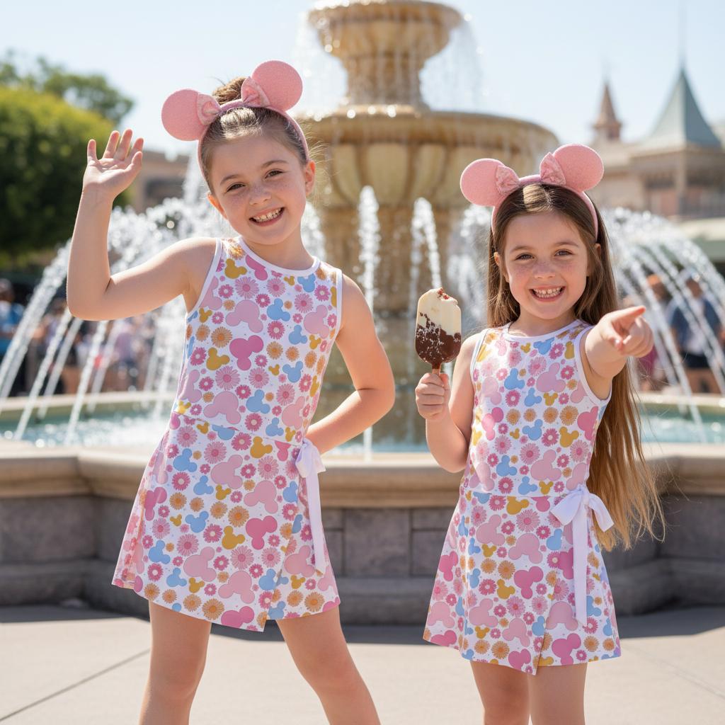 Floral Mickey Mouse Tennis Dress, Pink Daisy Mickey Ears Wrap Dress, Disneyland Trip Outfits