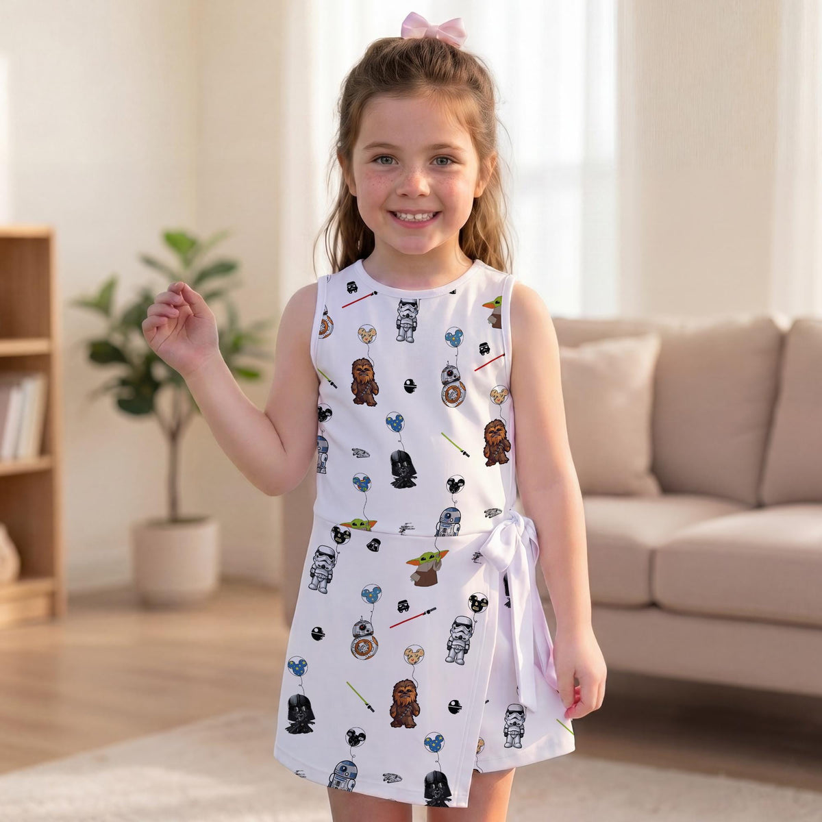 Colorful Star Wars Balloon Tennis Dress, Baby Yoda Darth Vader Chewbacca Apparel Disney Trip
