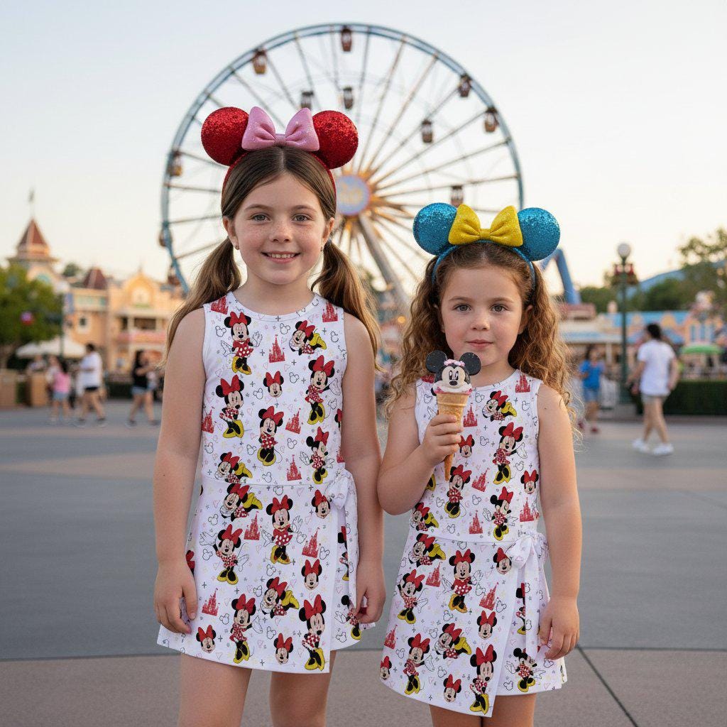 Minnie Mouse Disney Castle Tennis Dress, Red Bow & Magical Castle Kids Activewear, Disney Summer Outfit