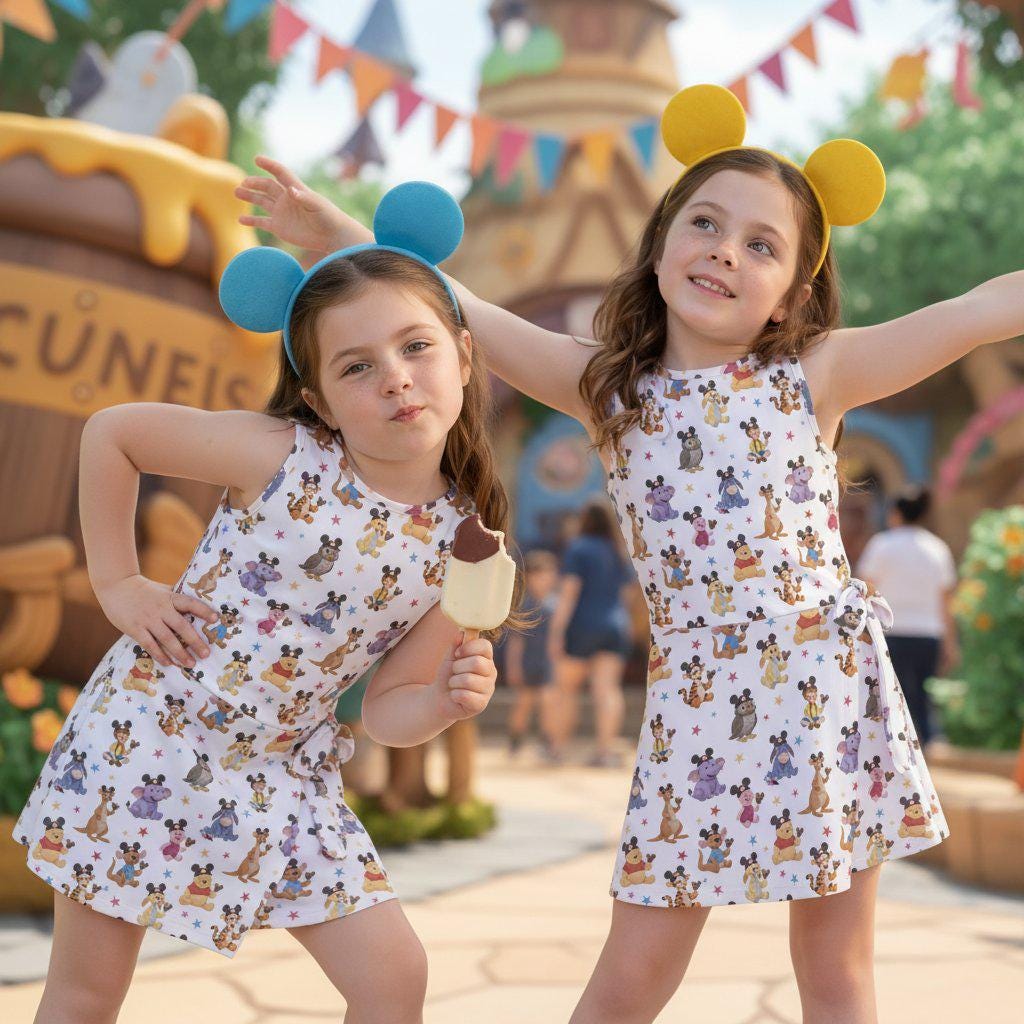 Winnie the Pooh Matching Mommy and Me Tennis Dress, Disney Mom and Daughter Outfits, Pooh Bear and Friends Apparel