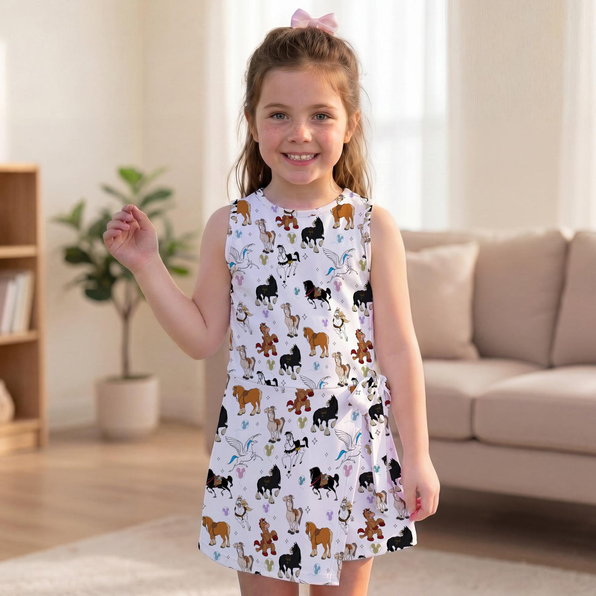 Disney Horses Matching Mother Daughter Dresses, Maximus Pegasus Bullseye Print Outfit, Horses Lover Gift