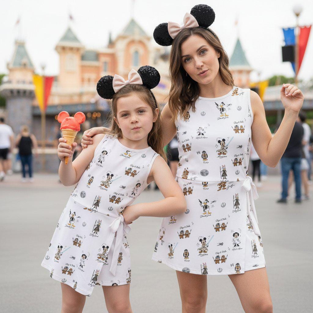 Disney Star Wars Characters Mashup Tennis Dress, Mickey Minnie Chip Dale Jedi Skirt, Mickey and Friends Summer Outfit
