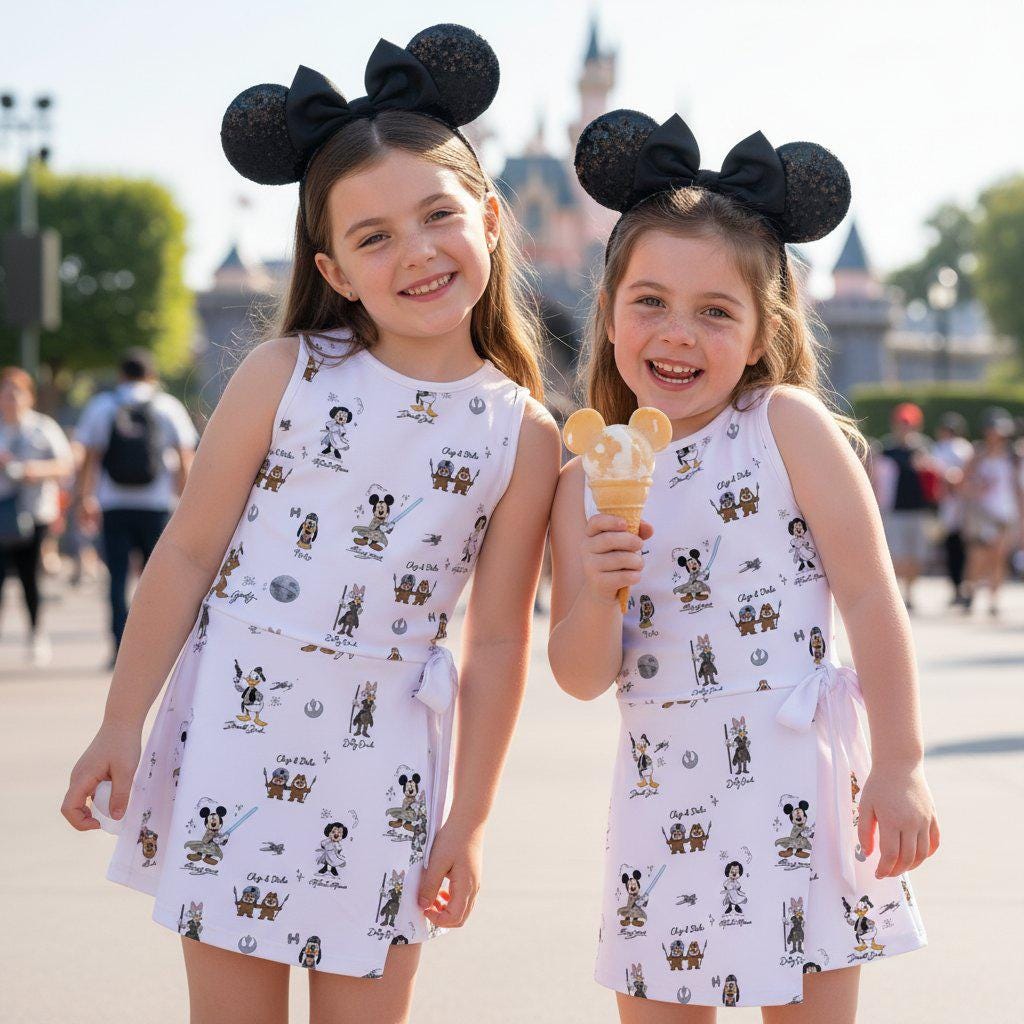 Disney Star Wars Characters Mashup Tennis Dress, Mickey Minnie Chip Dale Jedi Skirt, Mickey and Friends Summer Outfit
