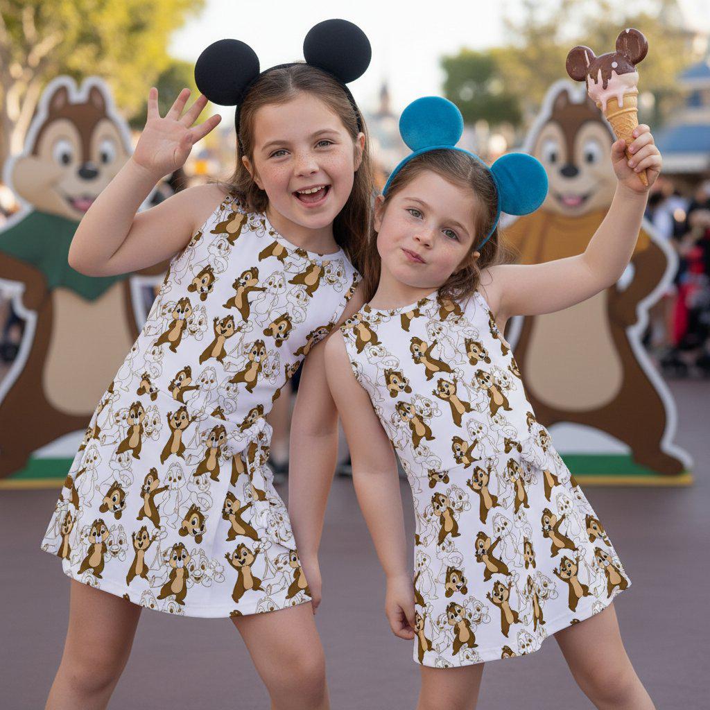 Disney Chip Tennis Dress, Disney Park Outfit for Mother and Daughter, Double Trouble Activewear Skirt