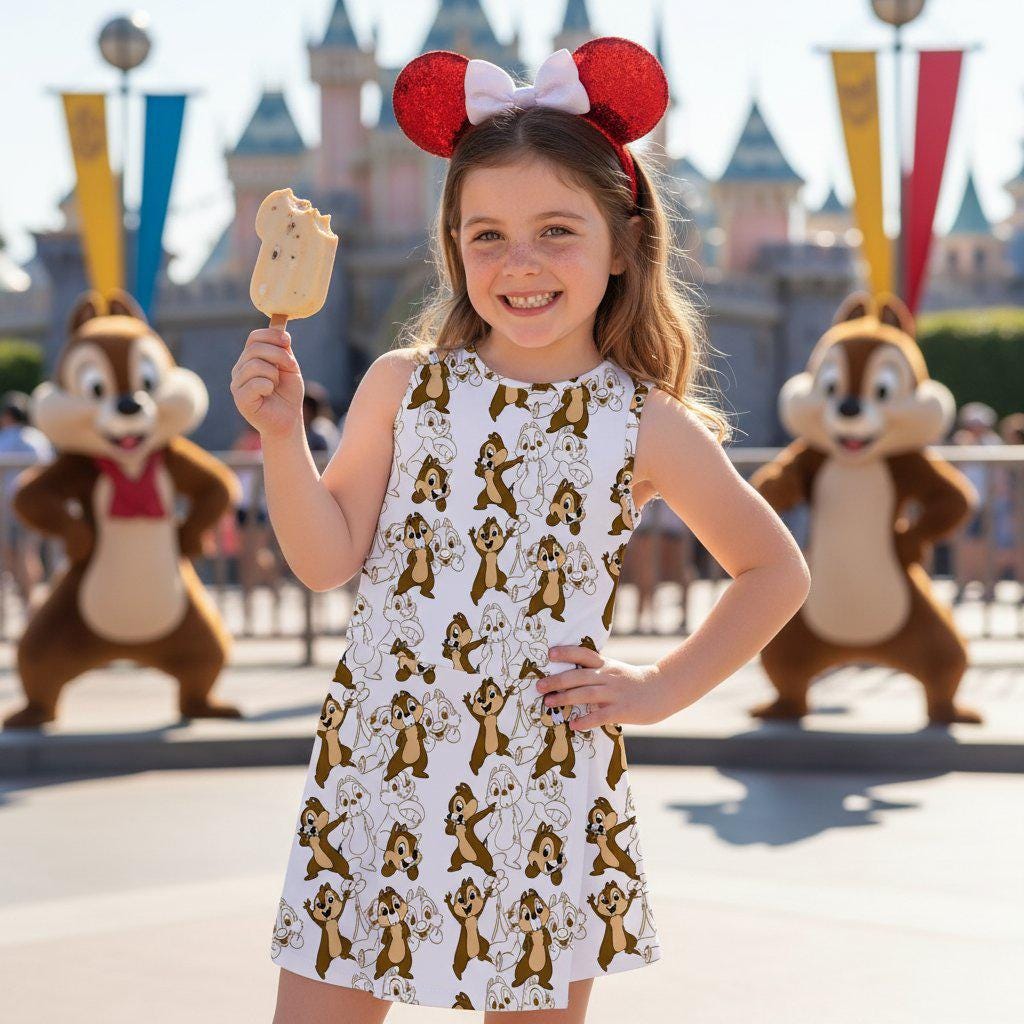 Disney Chip Tennis Dress, Disney Park Outfit for Mother and Daughter, Double Trouble Activewear Skirt