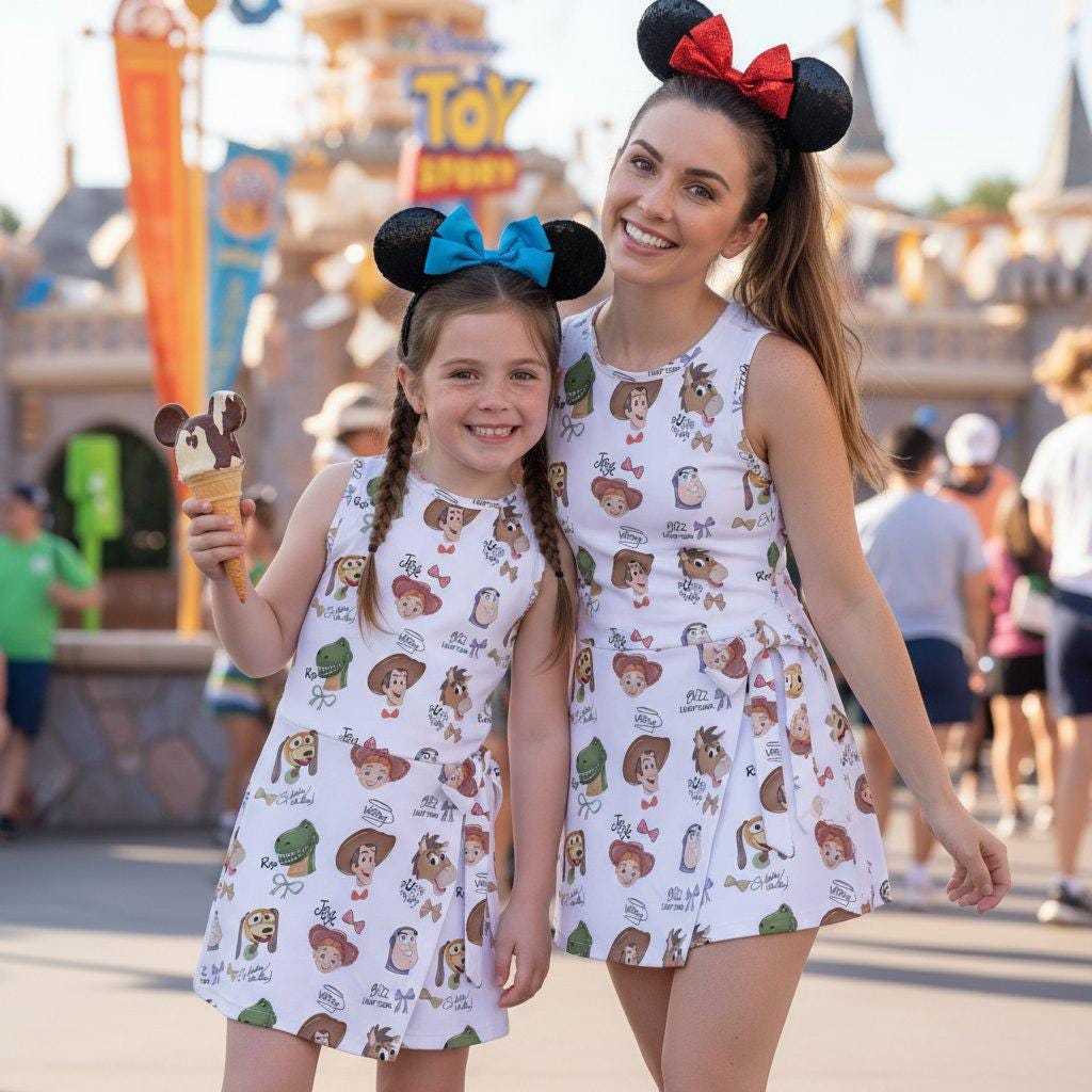 Toy Story Friends Tennis Dress, Disney Pixar Woody Buzz Jessie Slinky Dress, Matching Dress for Mommy and Me Disney Vacation Outfit