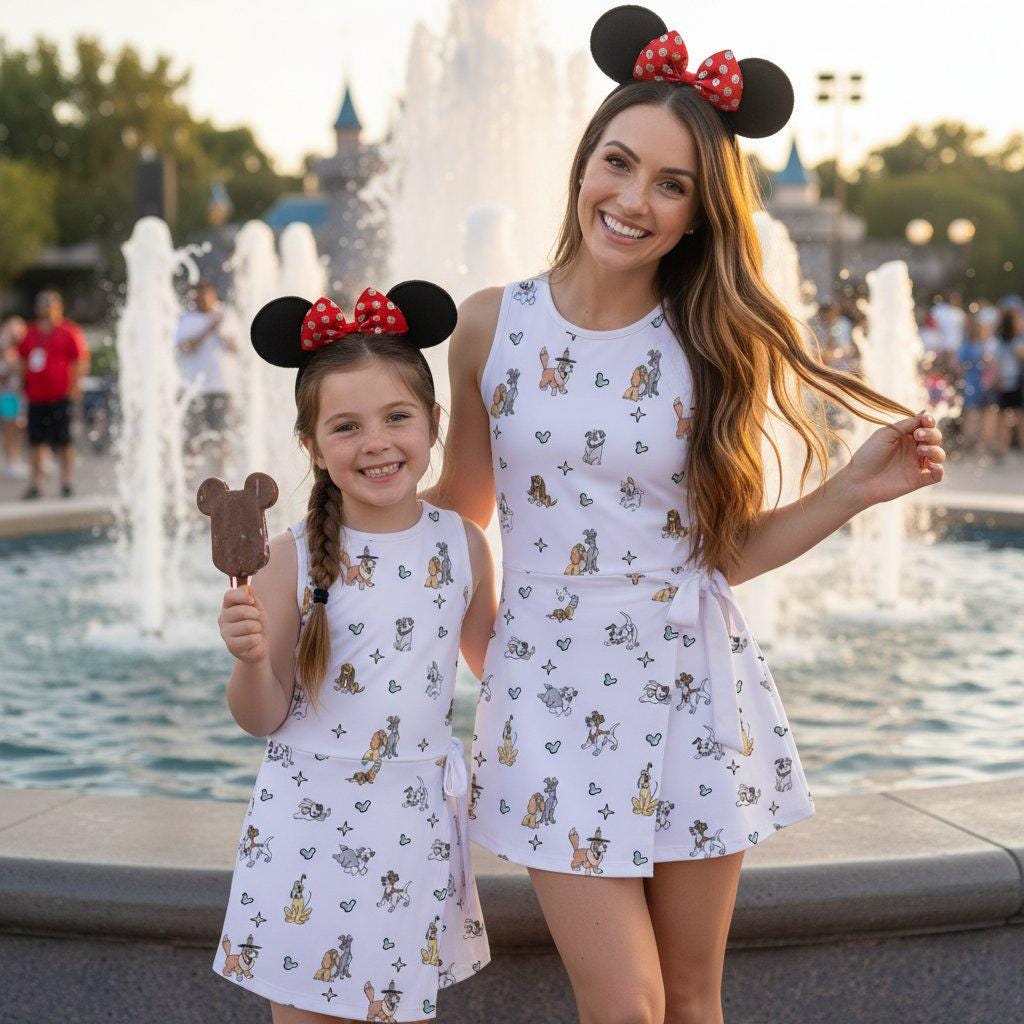 Disney Dogs Character Women Tennis Dress, Pluto Slinky Dog Lady and Tramp Girl's Wrap Dress, Dogs Lover Gift