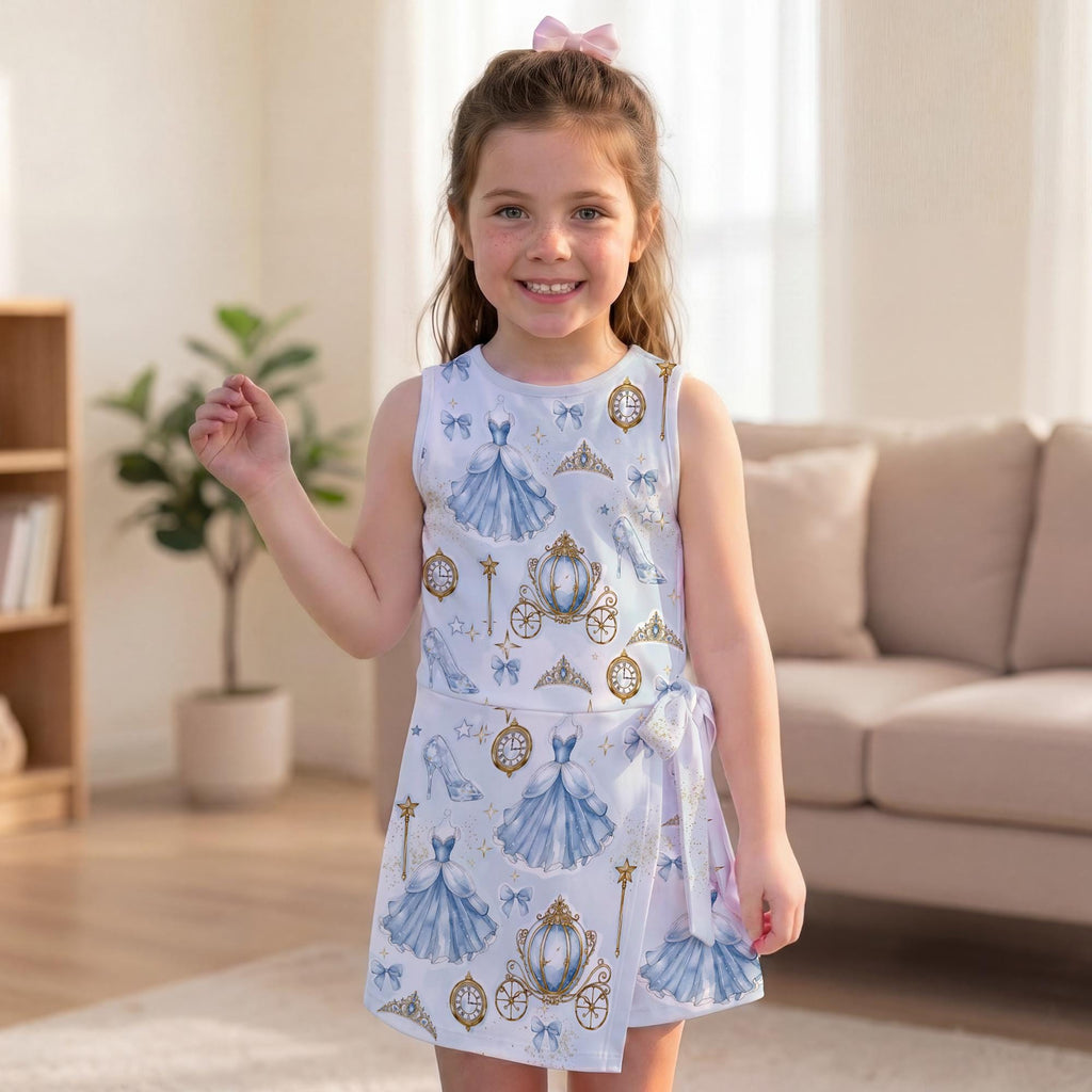Cinderella Fairytale Women's Tennis Dress, Watercolor Princess Themed Sleeveless Sports Dress, Disneyland Trip Outfits