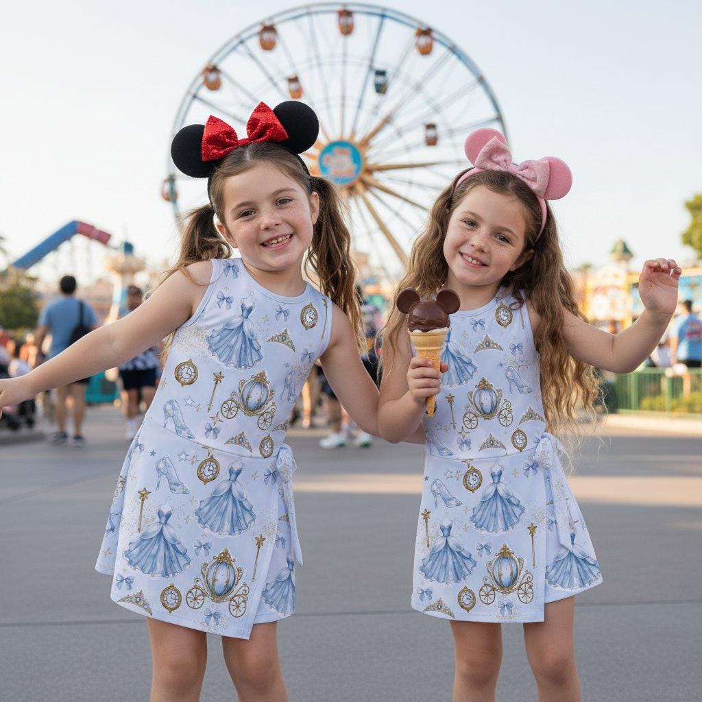 Cinderella Fairytale Women's Tennis Dress, Watercolor Princess Themed Sleeveless Sports Dress, Disneyland Trip Outfits