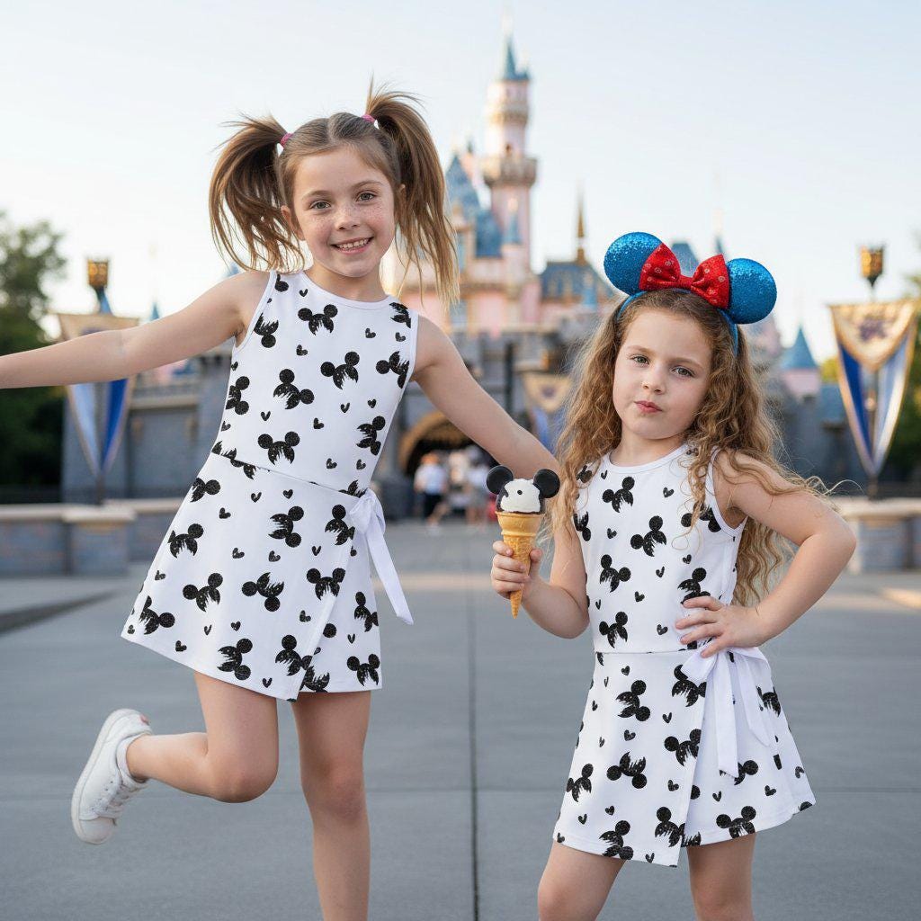 Mickey Head Castle Tennis Dress, Disney World Mickey Silhouette Wrap Skirt Dress