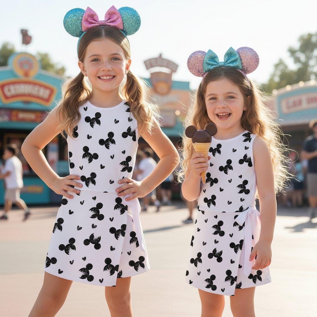 Mickey Head Castle Tennis Dress, Disney World Mickey Silhouette Wrap Skirt Dress