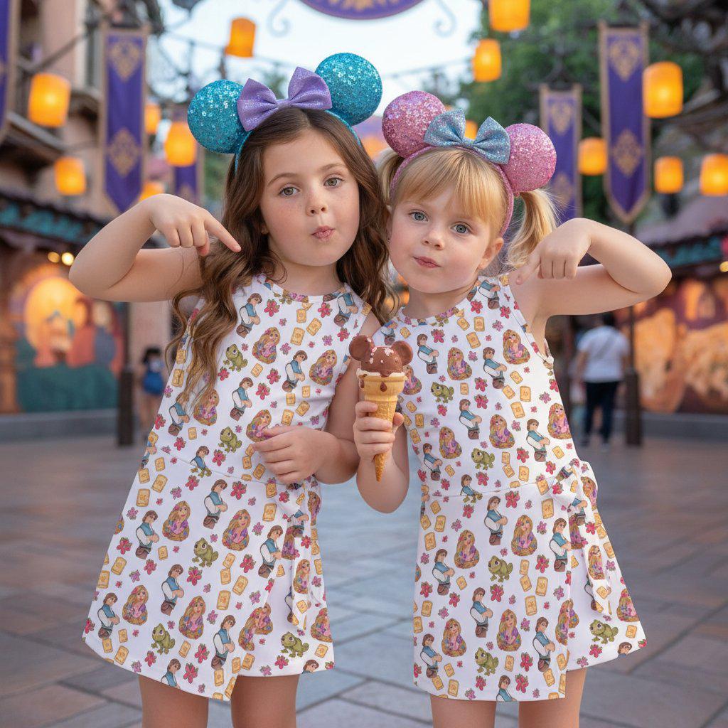 Magical Tangled Rapunzel Floating Lanterns Tennis Dress, Disney Princess Outfits, Flynn Rider Pascal Skirt Dress