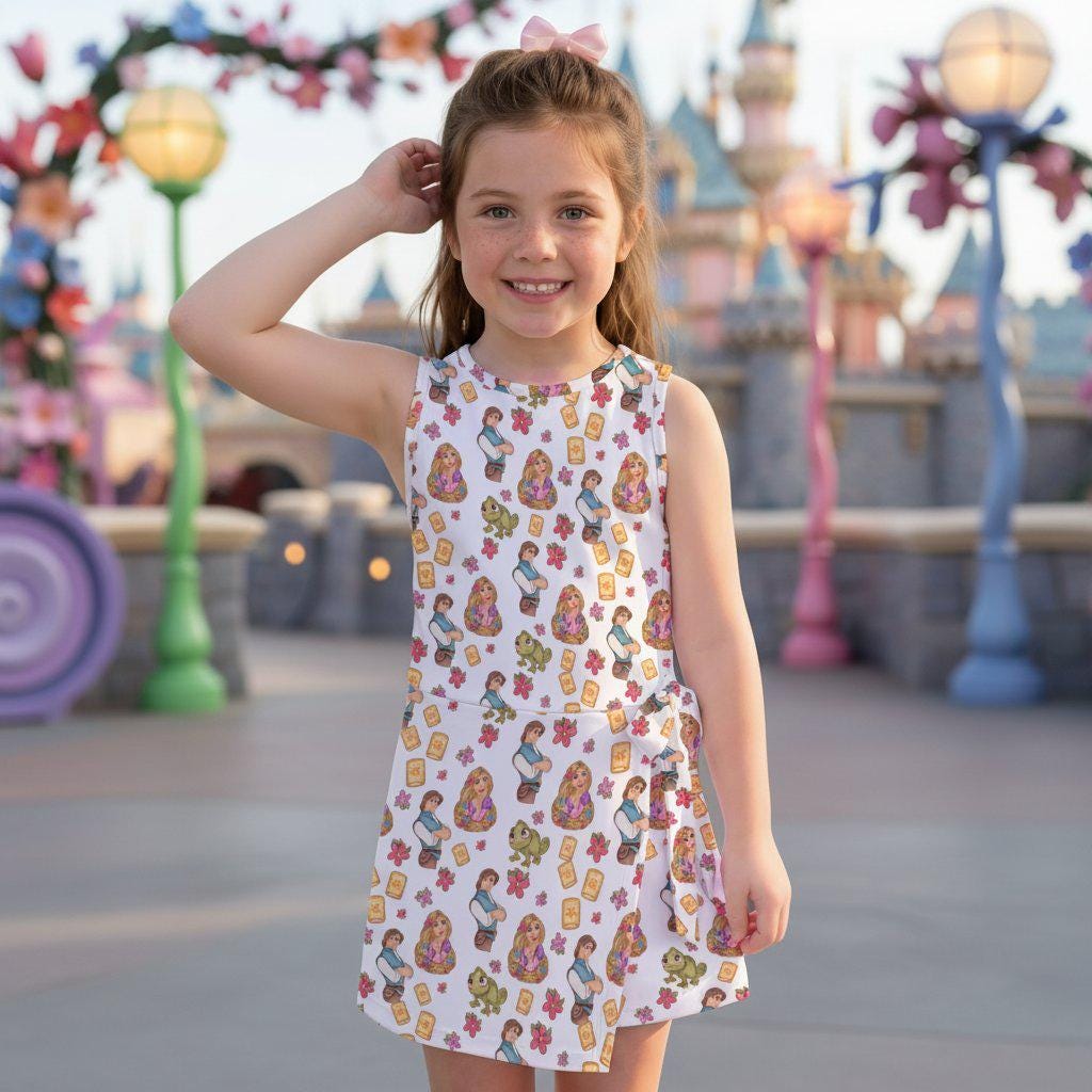 Magical Tangled Rapunzel Floating Lanterns Tennis Dress, Disney Princess Outfits, Flynn Rider Pascal Skirt Dress