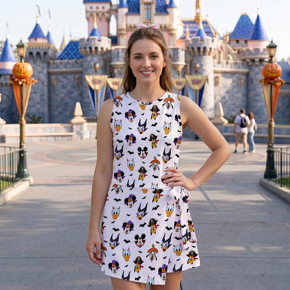 Spooky Disney Friends Tennis Dress, Mickey Minnie Goofy Witch Matching Outfits, Mother Daughter Halloween Dress