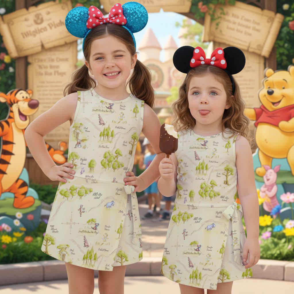 100 Acre Wood Map Tennis Dress, Classic Winnie The Pooh Dresses for Disney Vacation