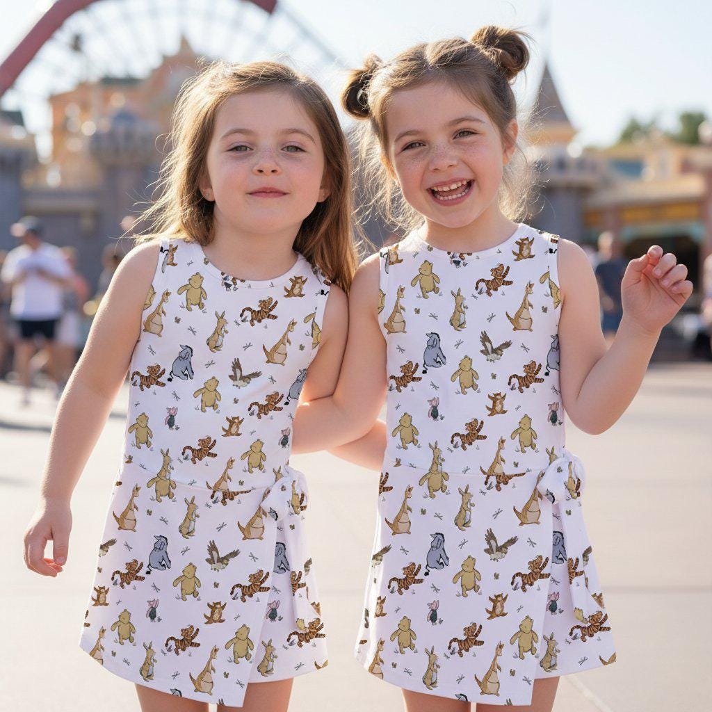Classic Winnie The Pooh Tennis Dress, Tigger Eeyore Rabbit Apparel Disney Trip Wrap Skirt Dress