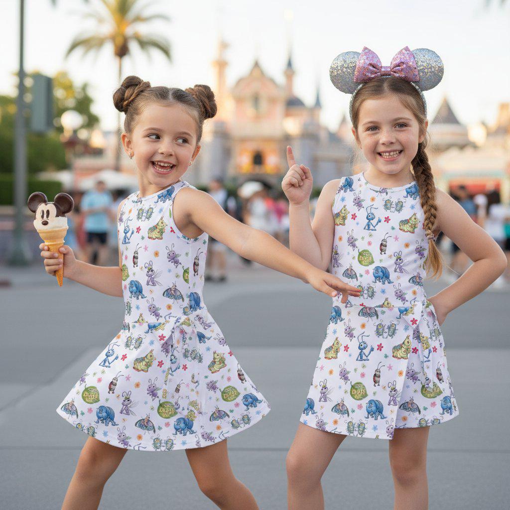 Disney A Bug's Life Tennis Dress, Flik Heimlich Princess Dot Francis Summer Playwear Outfits, Disney Pixar Activewear Skirt