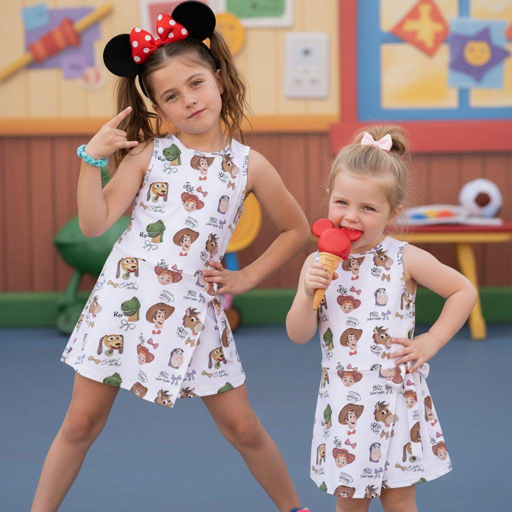 Toy Story Friends Tennis Dress, Disney Pixar Woody Buzz Jessie Slinky Dress, Matching Dress for Mommy and Me Disney Vacation Outfit