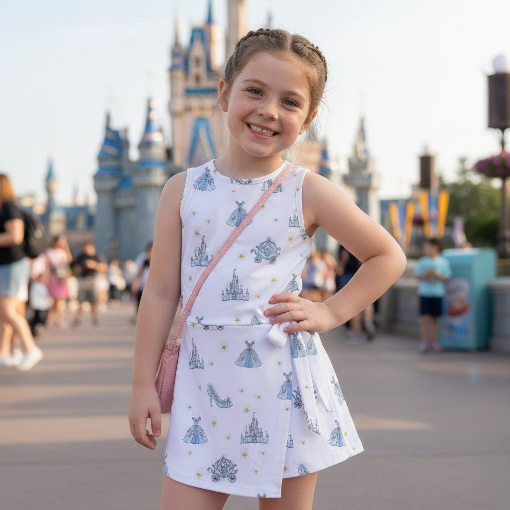 Disney Cinderella Tennis Dress, Magical Disney Princess Castle and Carriage Skort Dress