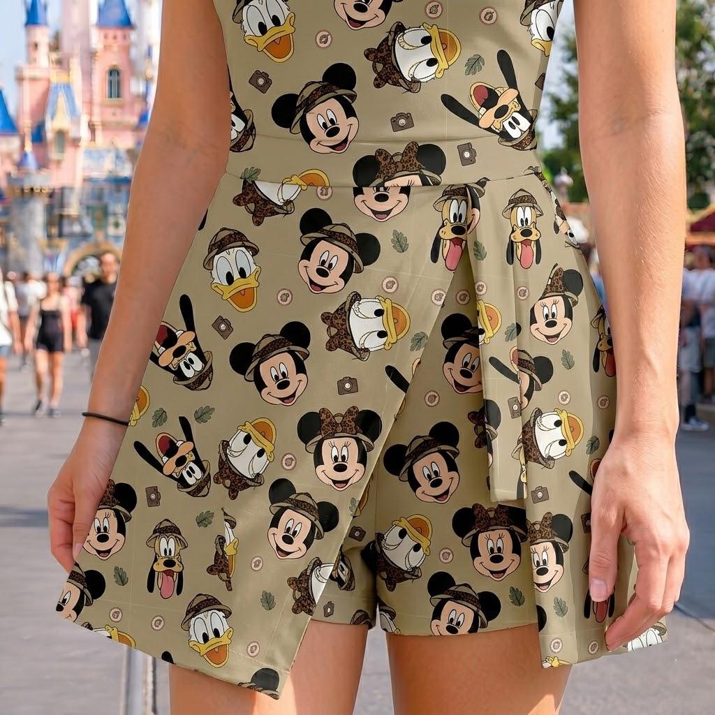 Disney Animal Print Tennis Dress Skirt, Disney Mickey and Friends Safari Tennis Skirt, Disneyland Summer Trip Outfit, Magical Kingdom Dress
