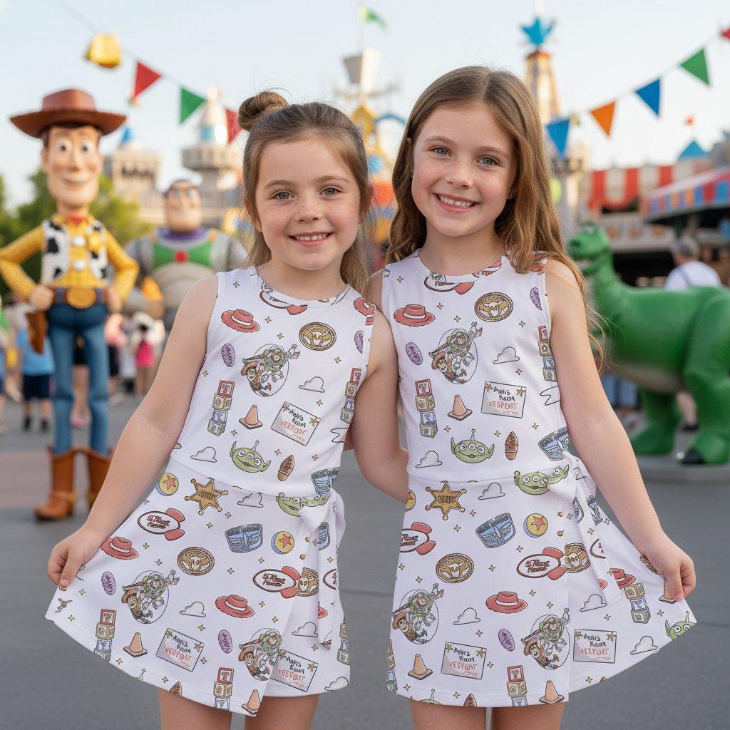 Toy Story Characters Tennis Dress, Woody Buzz Lightyear Andy Room Girl Skirt Dress