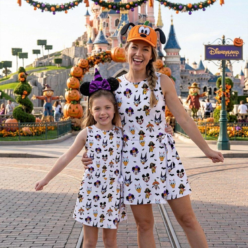 Spooky Disney Friends Tennis Dress, Mickey Minnie Goofy Witch Matching Outfits, Mother Daughter Halloween Dress