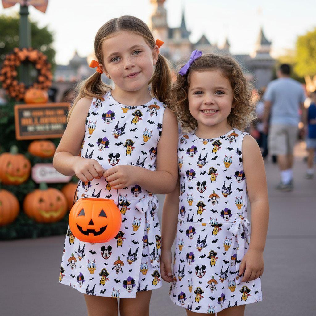 Spooky Disney Friends Tennis Dress, Mickey Minnie Goofy Witch Matching Outfits, Mother Daughter Halloween Dress