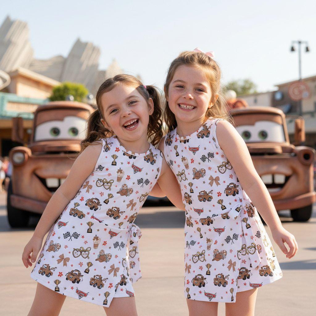Disney Tow Mater Tennis Dress, Retro Rusty Tow Truck Mother Daughter Matching Outfit