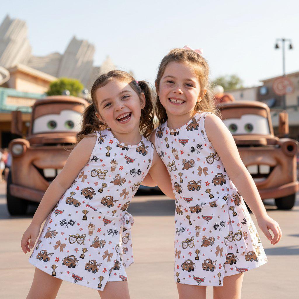 Disney Tow Mater Tennis Dress, Retro Rusty Tow Truck Mother Daughter Matching Outfit