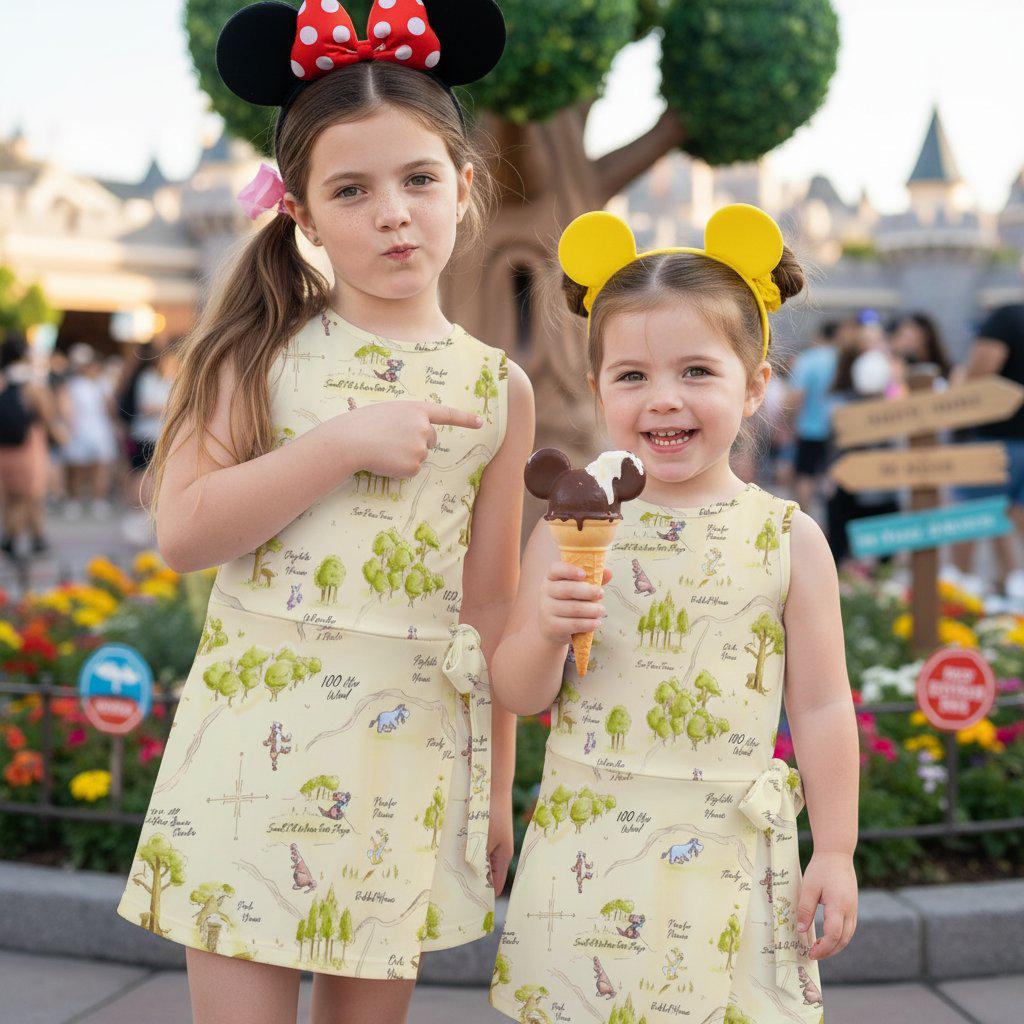 100 Acre Wood Map Tennis Dress, Classic Winnie The Pooh Dresses for Disney Vacation