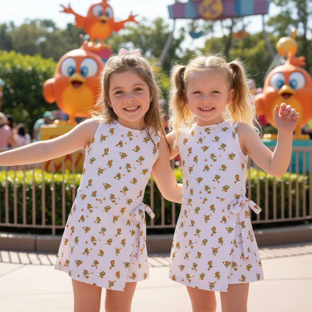Disney Little Orange Bird Tennis Dress, Epcot Flower Garden Activewear Skirt, Florida Citrus Bird Apparel