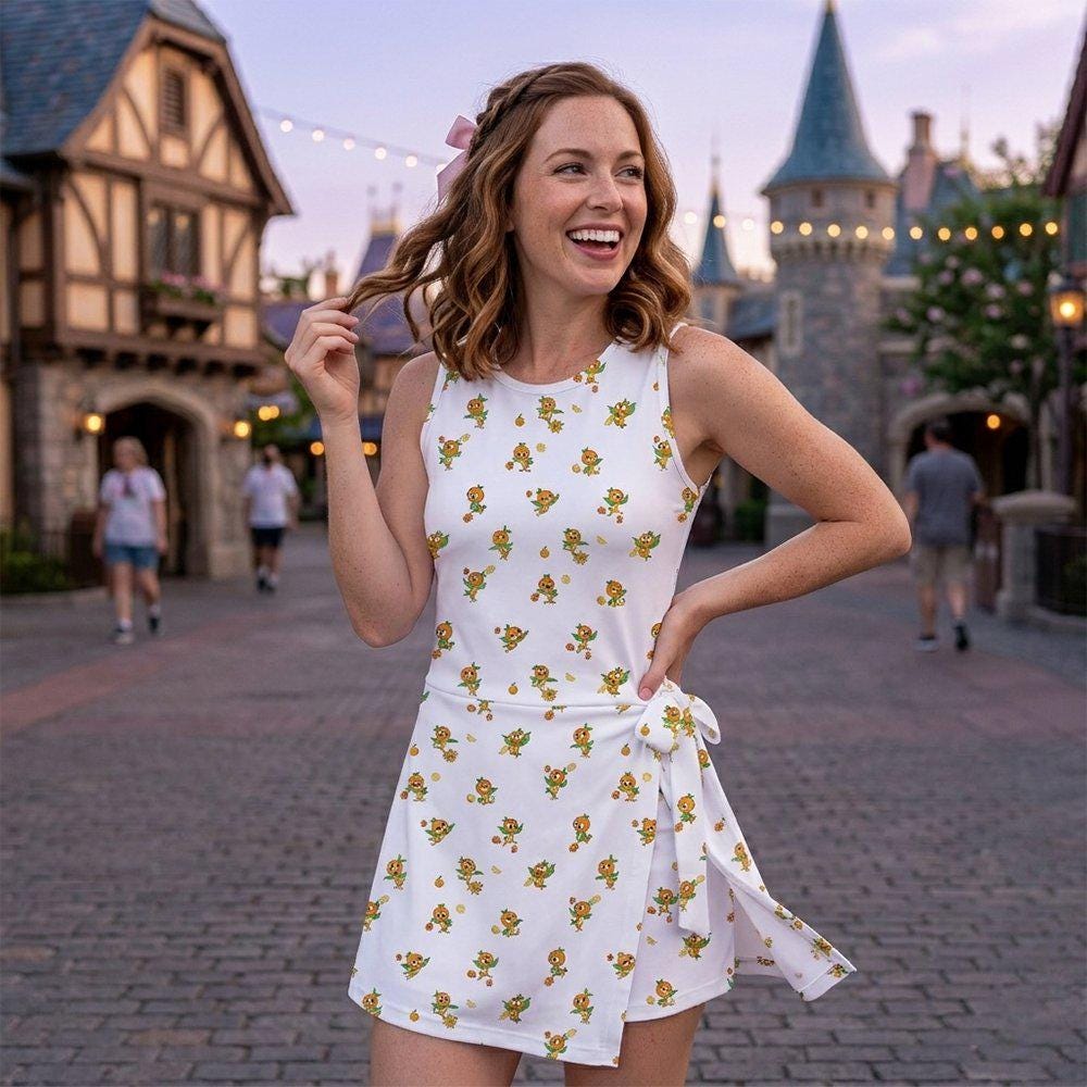 Disney Little Orange Bird Tennis Dress, Epcot Flower Garden Activewear Skirt, Florida Citrus Bird Apparel
