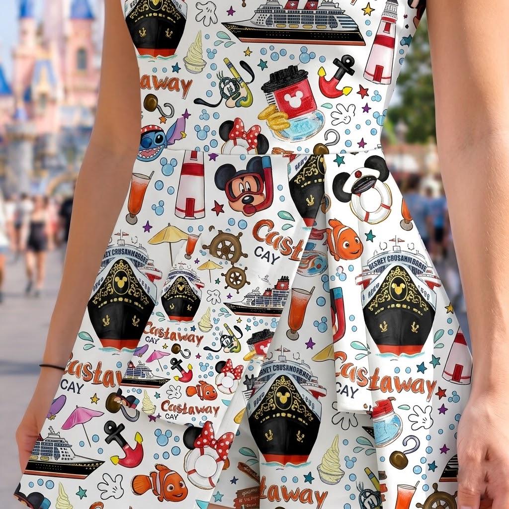 Disney Castaway Cay Vacation Trip Tennis Dress Skirt, Mickey and Friends Cruise Skirt, Disney Cruise Line Trip Outfit, Nautical Tennis Skirt