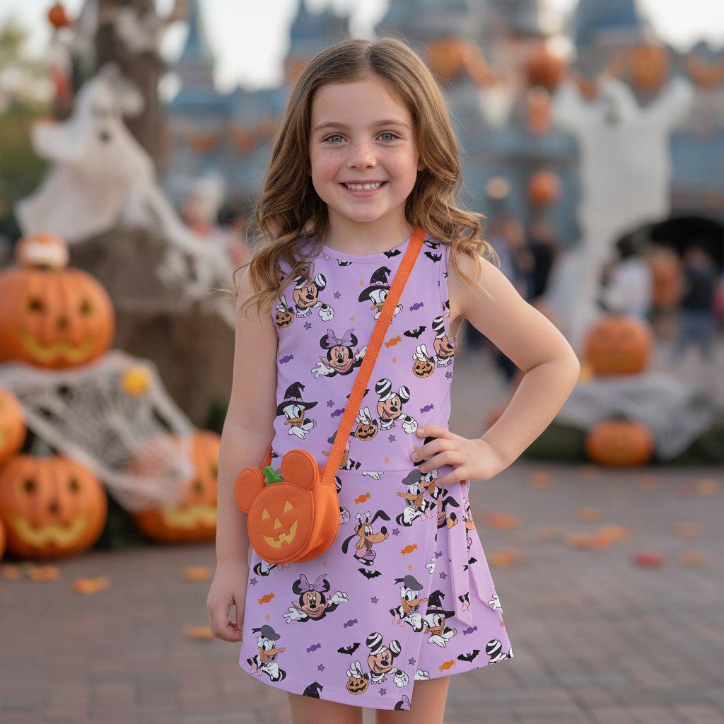 Mickey & Friends Halloween Girls Dress, Halloween Disney Character Pattern Tennis Dress, Spooky Season Witch Gift