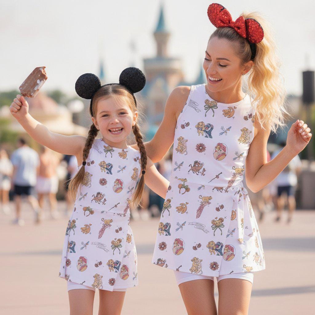 Vintage The Lion King Girls Wrap Dress, Simba Pumbaa Nala Rafiki Activewear, Disney Park Outfit