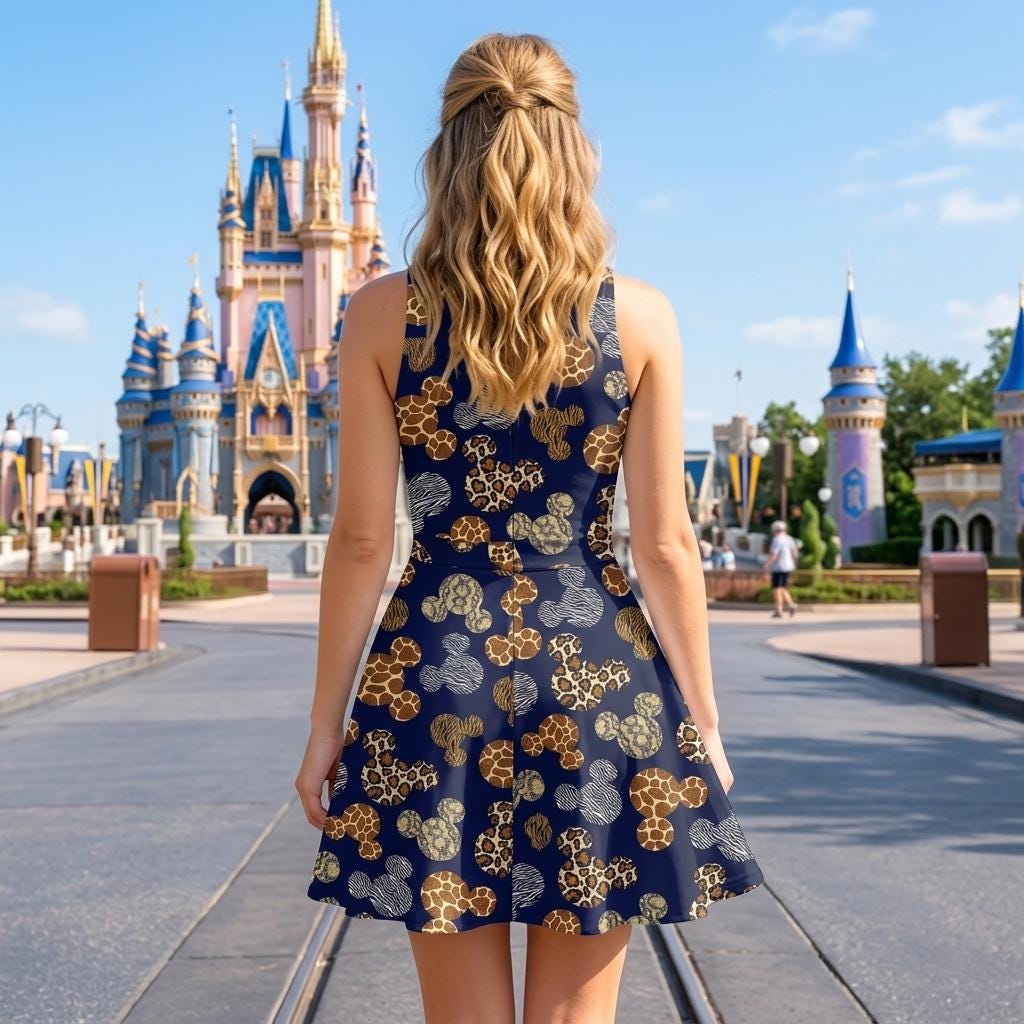 Disney Magical Mouse Animal Print Tennis Dress Skirt, Disney Mickey Safari Tennis Skirt, Mickey Tennis Dress, Disneyland Vacation Outfits