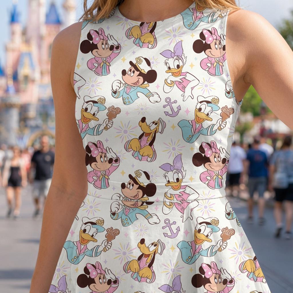 Disney Cruise Line Trip Tennis Dress Skirt, Mickey and Friends Cruise Tennis Skirt, Disney Cruise Trip Outfits, Nautical Mickey Dress Skirt