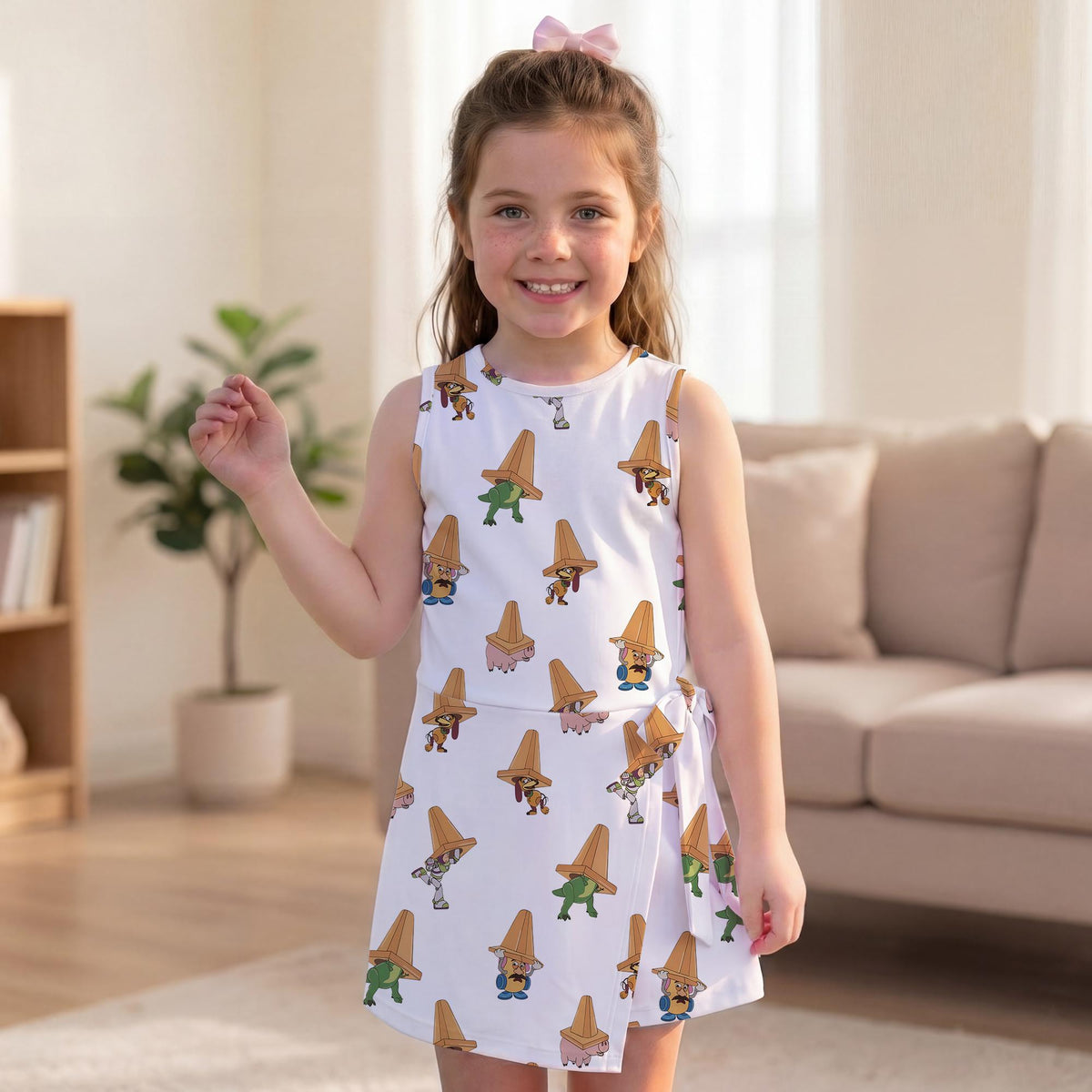 Toy Story Traffic Cone Characters Girls Dress, Rex Hamm Slinky Buzz Lightyear Skirt Dress