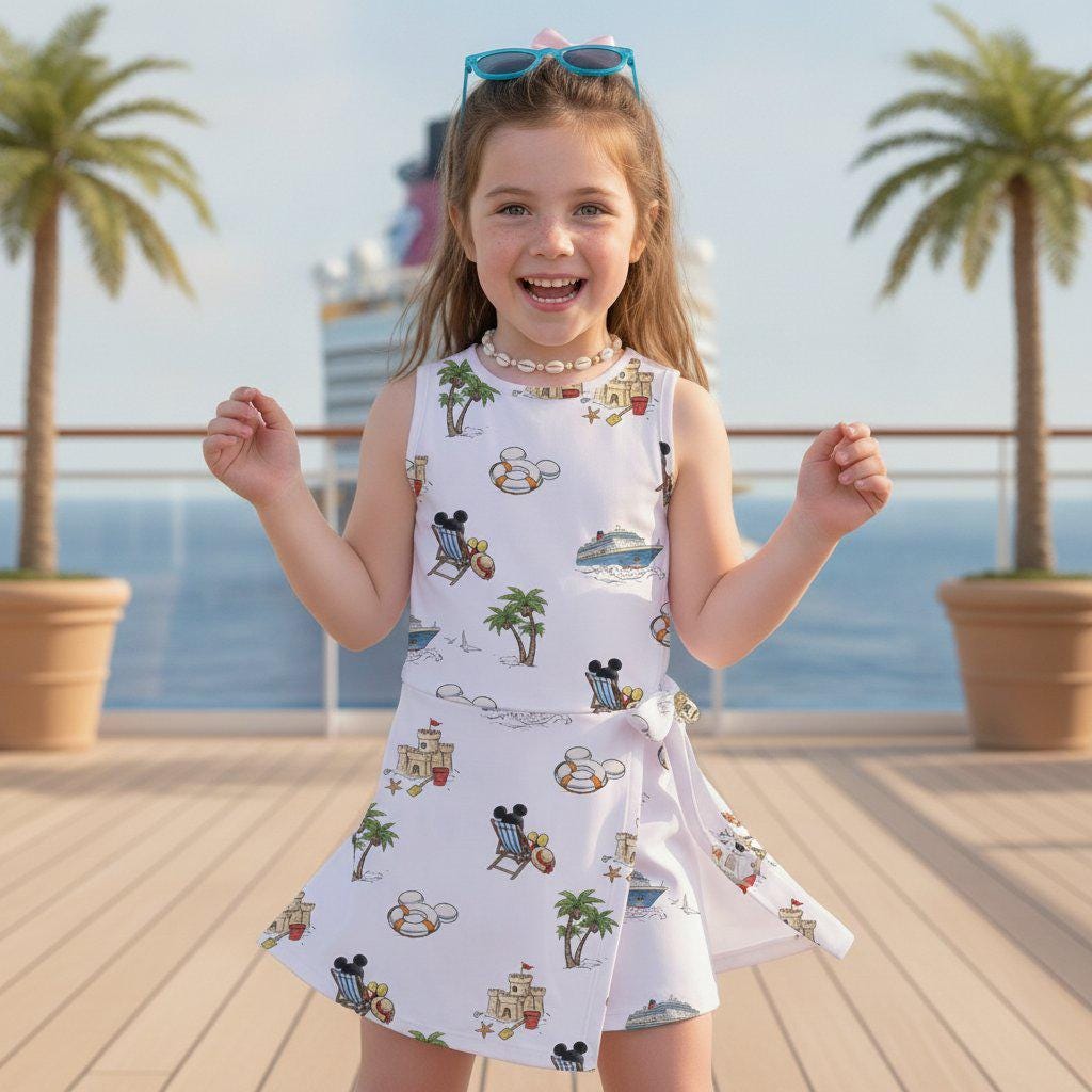 Mickey Mouse Beach Pattern Tennis Dress, Disney Cruise Mickey Family Vacation Skort Matching Dress